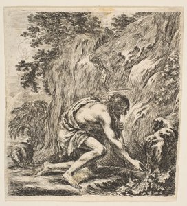 Keresztelő Szent János vizet merít egy forrásból, kb. 1649. alkotó: Stefano della Bella