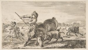 Szarvasbika, az Állatvadászatból Vadászatok különböző állatokra, kb. 1654. alkotó: Stefano della Bella
