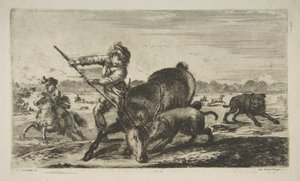 Szarvasbika, az Állatvadászatból Vadászatok különböző állatokra, kb. 1654. alkotó: Stefano della Bella