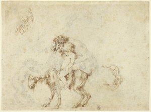 Tanulmány a Satyr Family Walking számára (recto); Öt dekoratív edény vázlata (fordítva) alkotó: Stefano della Bella