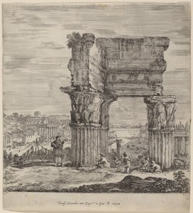 A Concord temploma és a Forum Romanum alkotó: Stefano della Bella