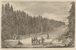 A Szökőkutak sugárútja, valószínűleg 1653-ban. alkotó: Stefano della Bella