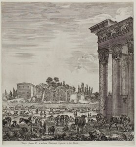 Antonin temploma és a Campo Vaccino alkotó: Stefano della Bella