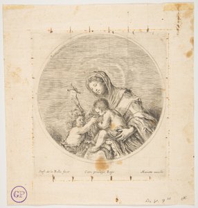 Szűz és gyermek Szent Jánossal, kerek kompozíció, kb. 1641. alkotó: Stefano della Bella