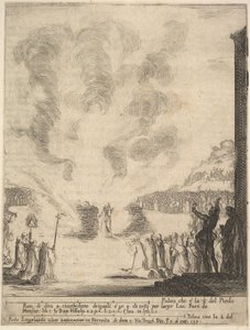 A tűzpróba, Péter szerzetes, Gualbert Szent János tanítvány, áthalad a fl..., 1640. alkotó: Stefano della Bella