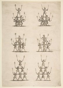 Harminchat akrobata hat csoportban, 1652. alkotó: Stefano della Bella