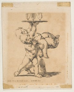 Három gyerek egy tálcával, kb. 1638. alkotó: Stefano della Bella