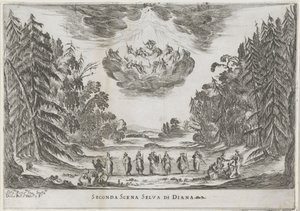 Tweede jelenet: het bos van Diana Diana erdejének második jelenete (cím a tárgyon) Liberetto ter ere van de bruiloft van Ferdinando II de