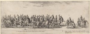 Húsz oldal és öt török ló, 1633. alkotó: Stefano della Bella