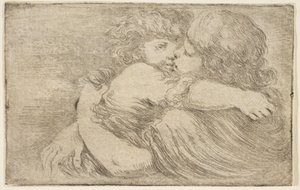 Két gyermek ölelése, kb. 1662. alkotó: Stefano della Bella