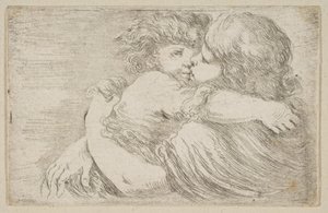 Két gyermek ölelése, kb. 1662. alkotó: Stefano della Bella