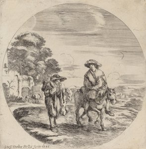 Két paraszt utazik a tájon, 1656. alkotó: Stefano della Bella