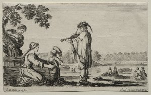 Különféle alakok és tájak: Hegedűs, 1649. alkotó: Stefano della Bella
