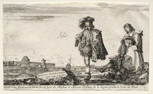Különféle figurák és tájak: Címlap - Három figura alkotó: Stefano della Bella