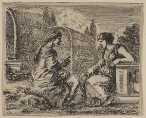 Vertumnus és Pomona, a Game of Mythology Jeu de la Mythologie-ból, 1644. alkotó: Stefano della Bella