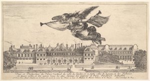 Kilátás a Palais Cardinalra, a Hírnév figurája felül középen balra repülve a..., 1649-51. alkotó: Stefano della Bella