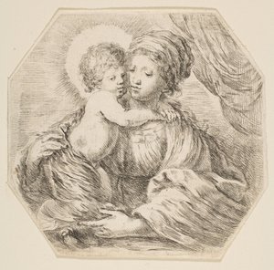 Szűz és Krisztus gyermeke, nyolcszögletű kompozíció, kb. 1649. alkotó: Stefano della Bella