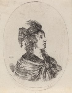 Nő tollas turbánban, jobbra fordulva, 16491650.