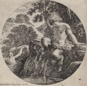 Fiatal szatír a patak partján, 1656. alkotó: Stefano della Bella