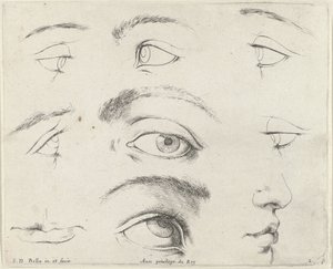 Hét szem, két száj és egy orr A rajzolás alapjai (sorozat címe) I principii del disegno (sorozat címe) alkotó: Stefano della Bella