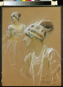 Fokina Vera (1886-1958) balerina portréja. (V. Fokina balett-táncos portréja). Sztyepan Fjodorovics Csuprinenko (1870-?) alkotása, pasztell kartonon alkotó: Stepan Fyodorovich Chuprinenko