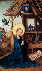 Stephan Lochner (kb. 1410-1451) Gyermekimádat festménye, 15. századi Alte Pinakothek, München