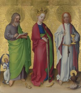 Szent Máté, Alexandriai Katalin és János evangélista. 1450 körül
