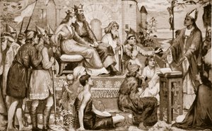 Szent Ágoston prédikál a szászoknak, 597, illusztráció a Hutchinson történetéből a brit nemzetről, 1920 körül alkotó: Stephen Briggs Carlil