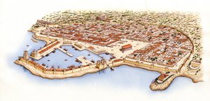 Caesarea, Palesztina, 13-70 körül (tus és akvarell) alkotó: Stephen Conlin