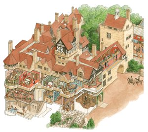 Cragside House, Northumberland, 1872-1900 körül (tus és akvarell)