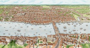 Jacobean London (gyerekek), 1603-1625 körül (tus és akvarell) alkotó: Stephen Conlin