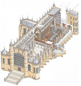 Szent György-kápolna, Windsor, 1900-2023 körül (rajz 2003) (tus és akvarell) alkotó: Stephen Conlin