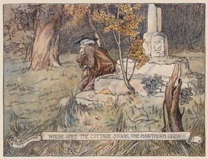 Oliver Goldsmith illusztrációja a The Deserted Village (színes litográfia) című könyvhöz. alkotó: Stephen Reid