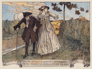 Oliver Goldsmith illusztrációja a The Deserted Village (színes litográfia) című könyvhöz. alkotó: Stephen Reid