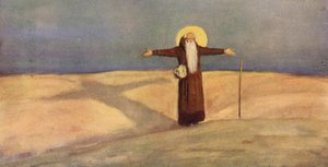 Szent Antal a sivatagban (színes litó)