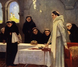 Szent Benedek és a szerzetesek (színes litó) alkotó: Stephen Reid
