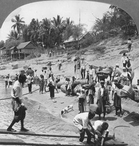 Utasok egy Irrawaddy-gőzösre, Mada, Rangoon, Burma, 1908