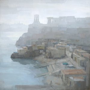 Ködös mediterrán város alkotó: Steve Mitchell