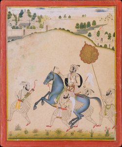 Maharana Amar Singh II jodhpur lovaglás, kb. 1700-1710. alkotó: Stipple Master