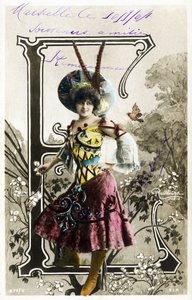E : Constance Elise De Vere francia színésznő, angol származású, Belgiumban született - Theatre Marigny, Párizs - Ábécé képeslapon