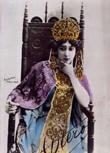 Caroline (La Belle) Otero (1868-1965) portréja, képeslap autogrammal