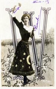 W : Liane De Pougy , táncos és courstisane a la Belle Epoque - ábécé képeslapon alkotó: Studio Reutlinger