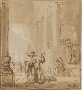 Példabeszéd a vámszedőről és a farizeusról alkotó: Studio of Rembrandt van Rijn