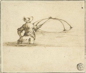 Halász hálóval alkotó: Style of Jacques Callot