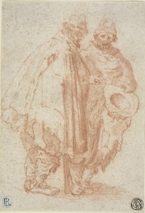 Két szakállas férfi rongyos köpenyben alkotó: Style of Jacques Callot