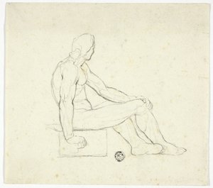 Ülő férfi akt alkotó: Style of Jacques Louis David