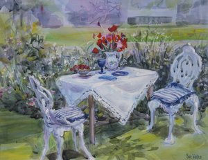 Pipacsok és fehér kendő, 1997, (guache a kártyán)