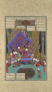 Zal konzultál a mágusokkal, Folio 73v a Shahnama Book of Kingsből..., kb. 1530-35 alkotó: Sultan Muhammad
