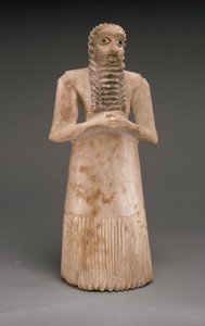 Állandó férfiimádó, korai dinasztikus, i.e. 2900-2600 körül (gipsz alabástrom, kagyló, fekete mészkő, bitumen) alkotó: Sumerian