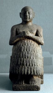 Art Mezopotámia: Dudu de Lagash pap és írnok szobra. Diorit szobor Kr.e. 2600 körül (sumér korszak, ie 2900-2200 körül). Magasság: 0,45 m Iraki Múzeum, Bagdad